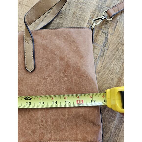 Joy Susan Vegan Leather Brushed Tote Bag Brown EUC - Picture 14 of 16